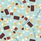 Seamless pattern with ice creams on blue background