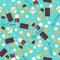 Seamless pattern with ice creams on blue background