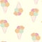 Seamless pattern of ice creams decorated with cookies in summer pastel color