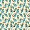 Seamless pattern illustration Doodle funny little men in the sty