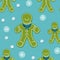 A seamless pattern illustration of gingerbread men figures within a square