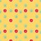 Seamless pattern illustration with green kiwifruit and red grapefruit