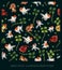 Seamless pattern illustration Oranda fish in the pond