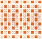 A seamless pattern illustration of orange designs on white within a square