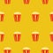 Seamless pattern illustration popcorn on yellow background