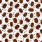 Seamless pattern with illustration of roasted coffee beans and coffee grain. With transparent background