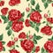 Seamless pattern illustration with rose flowers