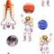 Seamless pattern illustration with space,planets, shuttles and cosmonauts