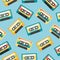 Seamless pattern with the image of retro cassettes.