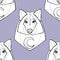Seamless pattern with the image wolf portrait. Vector illustration.