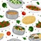 Seamless pattern from indian meals.