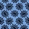 Seamless pattern indigo blue. Hand drawn abstract organic floral seed pod shape background. Monochrome textured flower