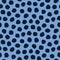 Seamless pattern. Indigo blue hand drawn imperfect polka dot spot shape background. Monochrome textured dotty ink circle all over