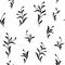 Seamless pattern. Individual plants with leaves and buds isolated on white background.