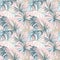 Seamless pattern of ink Hand drawn sketch Tropical palm leaves.