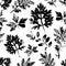 Seamless pattern with ink stamp leaves.