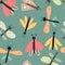 Seamless pattern with insects, decor elements on a neutral background. summer colorful vector for kids, flat style.