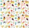 Seamless pattern with insects and flowers.