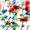 Seamless pattern with Ipomea and Bell flower flowers illustration