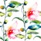 Seamless pattern with Ipomea flowers illustration