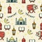 Seamless pattern with islamic icon