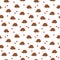 Seamless pattern:  Isolated cute hedgehogs with apples and hearts on a white background. flat vector.
