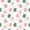 Seamless pattern: isolated ellipses with patterns on a white background. Easter background made of eggs.