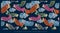 Seamless pattern Japanese style Koi fish flags