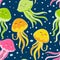 Seamless pattern with jellyfishes