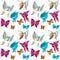 Seamless pattern with jewelry butterflies of gems, mother of pea