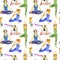 Seamless pattern with joga poses.