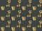 Seamless pattern of joyful cartoon baby giraffes and leopards on a dark gray background.  African animals.