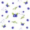 seamless pattern with Juicy blueberries. purple and green hand-painted watercolor elements on a white background