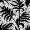 Seamless pattern. Jungle background. Tropic leaves. Summer print. Black  white palm leaf. Repeated texture. Repeating design