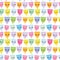 Seamless pattern Kawaii menstrual cup is a feminine hygiene product made of flexible medical grade silicone and shaped like a bell