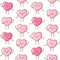 Seamless pattern with kawaii pink hearts isolated on white background Vector wallpaper for Valentines day cute design