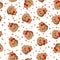 Seamless pattern with kawaii poop on white background. Cartoon poo, feces icons. Shit patterns, evil turd. Vector