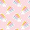 Seamless pattern of kawaii star with rainbow tail. Creative vector design for cute wallpaper or funny packaging