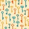 Seamless Pattern Key Illustration. A Set of Different Key Figures