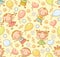 Seamless pattern with kids and balloons