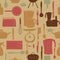 Seamless pattern of kitchen tools for cookin