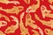 Seamless pattern with koi carp fish. Pond. Background in the Chinese style. Hand drawn.