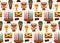 Seamless pattern for Kwanzaa with traditional colored and candles kinara. Vector illustration