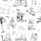 Seamless pattern landmarks and cafes of France. Place mat template design. Hand drawn sketch