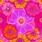 Seamless pattern with large colorful flowers.