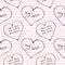 Seamless pattern with large linear hearts with inscriptions about love in different languages .