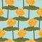 Seamless pattern. Large yellow water lily with a leaf. Water lily brandy-bottle. Nuphar lutea