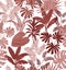 Seamless pattern leaf graphics wooden texture surface with tropical leaves.