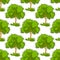Seamless pattern of leafy green trees
