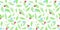 Seamless pattern with leaves, ladybugs and flowers. Cute vector floral background